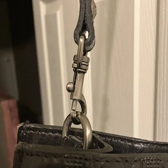 ☑️PATRICIA NASH BURNISHED ALL LEATHER ADELINE TOTE  BAG black - Picture 5 of 11